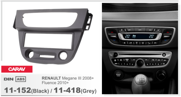 CARAV 11-152 DIN Radioblende schwarz + kompatibel für + RENAULT + Megane III +  Fluence